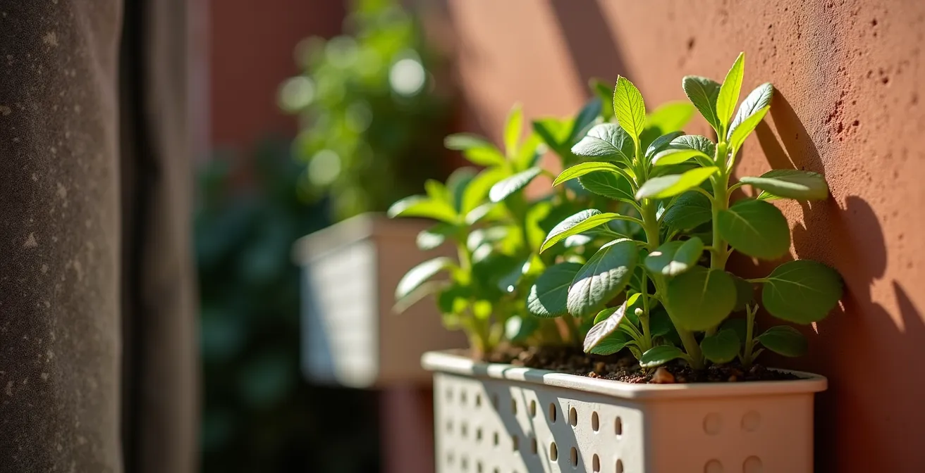 Comparación visual entre sistema de fieltro y macetas modulares