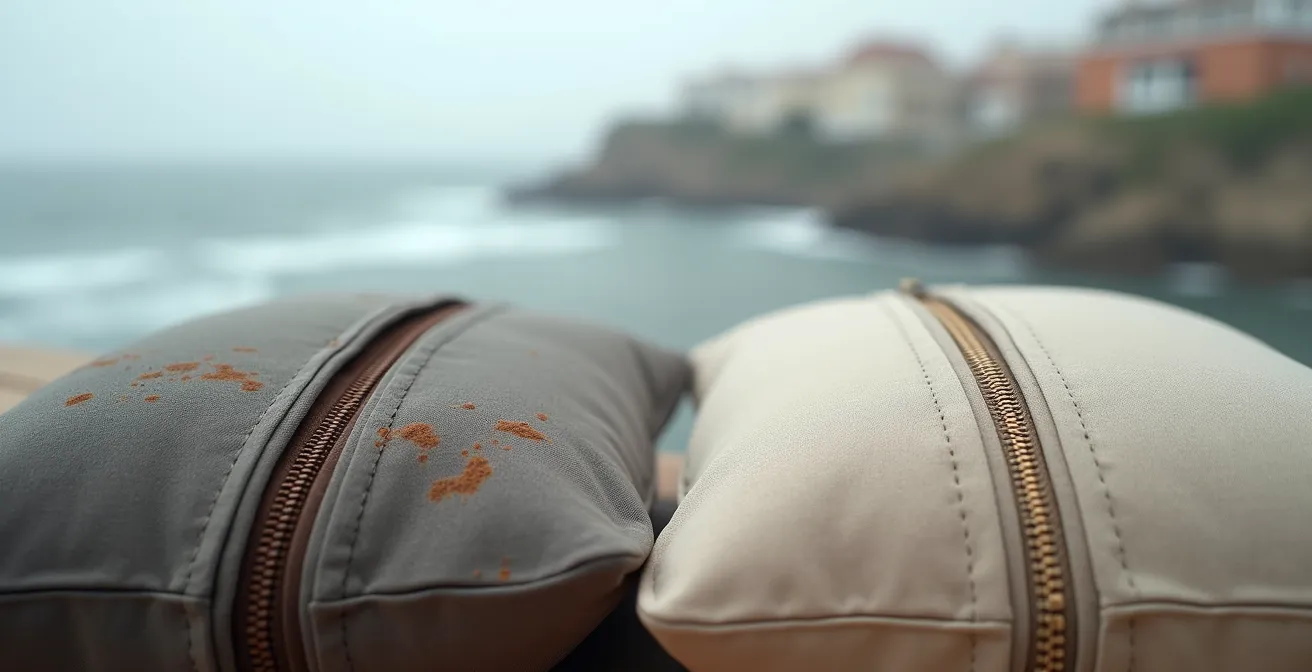 Comparación de cremalleras de plástico y metal en ambiente marino español