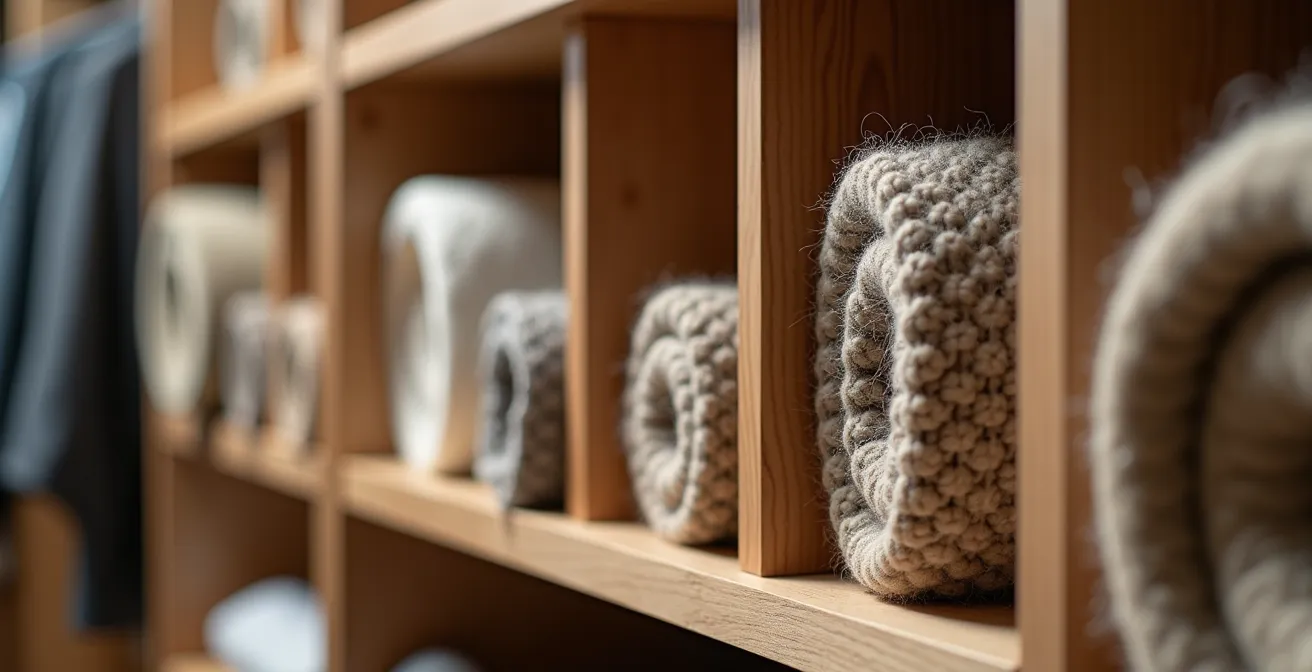 Estantería profunda optimizada con divisores y sistema de doble fondo para máximo aprovechamiento