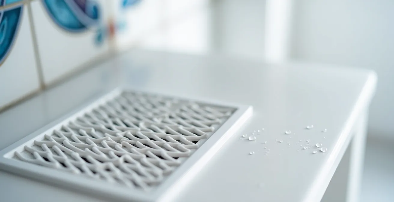 Extractor de baño ultrasilencioso instalado en techo con sensor de humedad