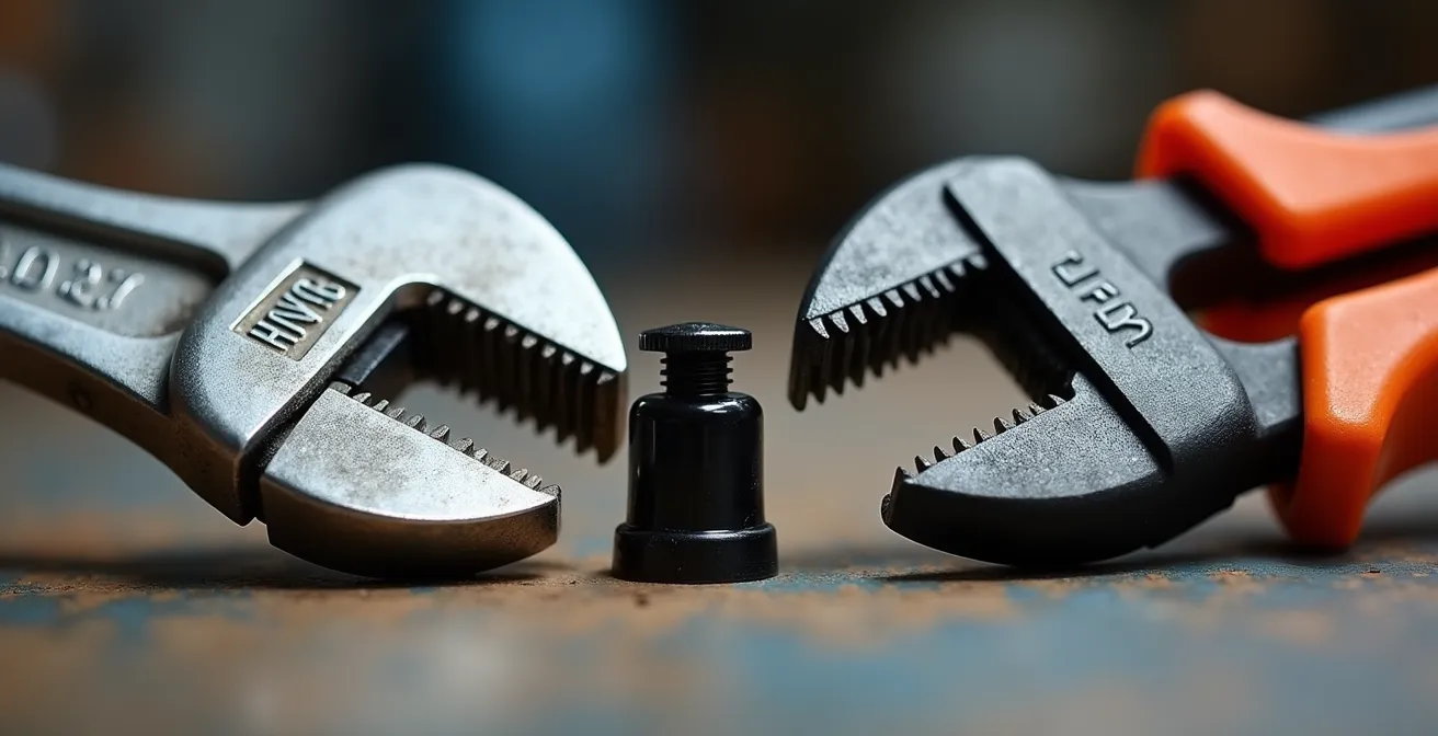 Comparación de herramientas correctas e incorrectas para instalar grifería negra