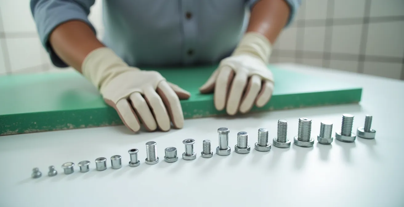 Detalle de instalación de taco especial para pladur en baño