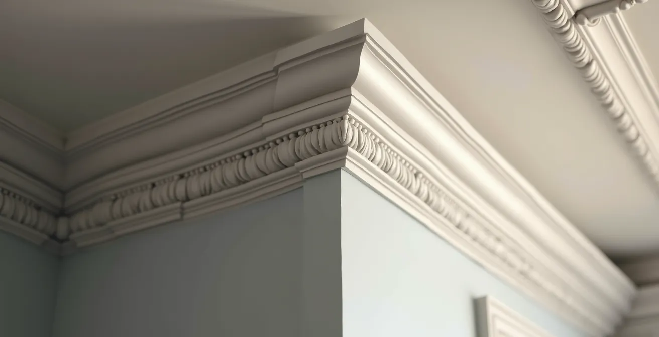 Detalle de molduras y rodapiés altos en un piso español modernizado